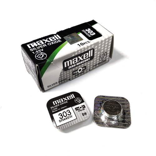БАТАРЕЙКА 303 SR44SW <MAXELL> (аналог 357/ 357/ KS76, AG13/ LR44/ RW42/ SR1154) 1.55V 165mAh Silver Oxide (серебряно-цинковая) <Дисковая> (11,6х5мм)
