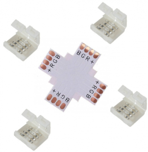 Огонёк TD-73 коннектор для LED ленты RGB (X-образный)  Разъем 4х4pin IP20 "Крест" для подключения 3-х RGB св/д лент