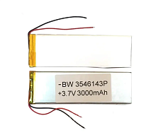 АККУМУЛЯТОР LP 3546143-PCM (143х46х3,5мм) 3,7v 3000mAh Li-Pol (с платой защиты- PCM), (элемент) провода под пайку