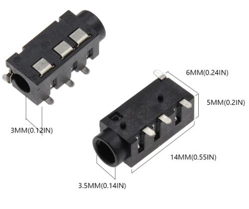 ГНЕЗДО 3.5 MM НА ПЛАТУ 4PIN 14х6х5; монтаж DIP/SMD поверхностный (горизонтал. установка); PJ-320A, 30V, 500mA фото 2