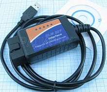 АДАПТЕР ELM-327-USB OBD II каб=1,7м ( 87х45х25мм )  Для связи с ЭБУ авто (для проток: ISO9141; ISO14230(KWP2000); SAE J1850 VPW, PWM; ISO 15765-4 CAN)