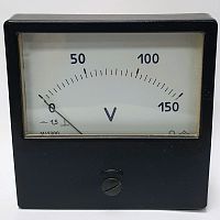 Вольтметр Щитовой М42300 DC 0-150V Стрелочный электромагнитный (Класс точности 1,5) (80 х 80 х 71мм ), 1991 г.в. - СССР (0-50-100-150) Без паспорта