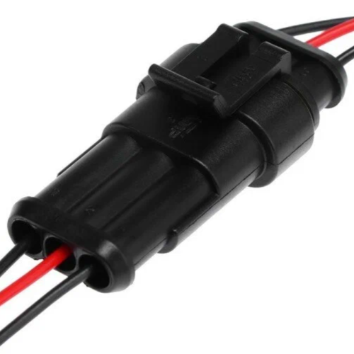 Разъем герметичный 3-х контактный (3PIN) (IP67) AMP КОМПЛЕКТ(штекер+гнездо) с проводами(красн/черн/желт) сеч.0.75мм*(18AWG 200мм) серия:1.5 (DJ7031-1. фото 5