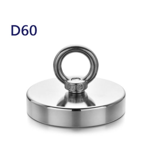 Магнит неодимовый поисковый односторонний D60, 60х15мм, сила сцепления: 120кг, защищенный; со сквозным отверстием и болтом фото 3