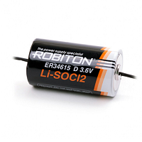 БАТАРЕЙКА ЛИТИЕВАЯ  34615-AX D (ER) 3,6v  19000mA ( Проволочные выводы PH1 ) ROBITON   Lithium (Литий-тионил-хлорид)  R20 «D» 34х61,5мм ,   