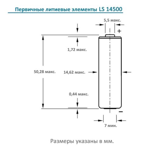 БАТАРЕЙКА ЛИТИЕВАЯ  14500(LS) 3.6v 2600mAh ( размер R06/ AA ) ( SAFT ) 9,36wh, Lithium Li-SOCI2, t экспл: -60+85°C.made in France) фото 6