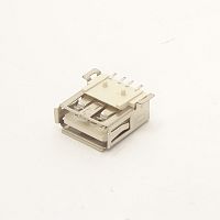 Разъем USB-1Jsmd (USBA-1J2smd) гнездо на плату; тип A Горизонт.исполн; поверхн.монтаж (4 контакта-SMD/2 установ.лепестка-SMD) края передн. торца-загну