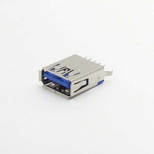 Разъем USB 3.0 A JS ( Гнездо на плату )    ( тип A )  ver.3.0;  вертик.исполн; ( 9 контактов-DIP, 2 устан.лепестка-DIP ); дл=15мм,  шир=12мм;  края пе