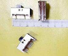 Переключатель движковый (ползунковый), 16pin, 3 полож., ON-ON с фиксацией, под пайку, 23x9x9мм, L=9мм, DIP, корпус: стальной (3P SS23F19G8)