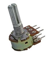 РЕЗИСТОР перем СТЕРЕО 3+3pin B250K (WH148) ручка с прорезью-круг (Длина вала L=20мм) 
