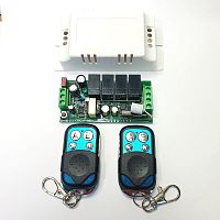 Приемник 4 канала 433,92Мгц +2 RF-пульт-брелок индикация AC85-220V/чувствит:105dBM/стат.ток 8,5mA/2200W Режим работы:шаговый,самоблокировка, блокировк