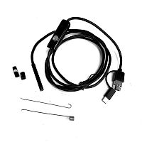 ВИДЕОЭНДОСКОП Гибкая камера  "Android 3 in 1" (microUSB + USB + Type-C) (d=5,5мм/мягкий кабель- 1,5м) ; IP67;  HD 640*480/1280*720; фокусное расстояни