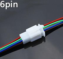 Разъем Межплатный кабель питания 6PIN КОМПЛЕКТ 20AWG=0,5мм2 провода 3х90мм (штекер+гнездо) (красн/черн/зелен/желт/син/коричн) (DJ7061A-2.8-11 шт. + DJ