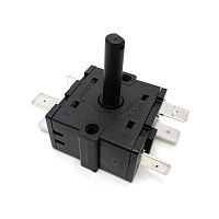 Переключатель поворотный для масляного обогревателя OFF-ON-ON 6pin (4-положения-с ограничителем) 30х30мм, крепеж 28мм /  20T100/XK-2 (Термостат рег. K