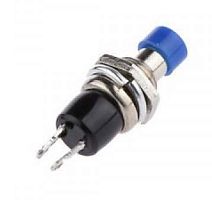 Кнопка круглая, 2pin, OFF-(ON) без фиксации, AC 220/250V  1.0A, нормально разомкнут, корпус: синий (D-301, PB-105, PS-110, PBS-110)