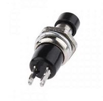 Кнопка круглая, 2pin, OFF-(ON) без фиксации, AC 220/250V  1.0A, нормально разомкнут, корпус: черный (PBS-10B, D-301, PB-105, PS-110, PBS-110)