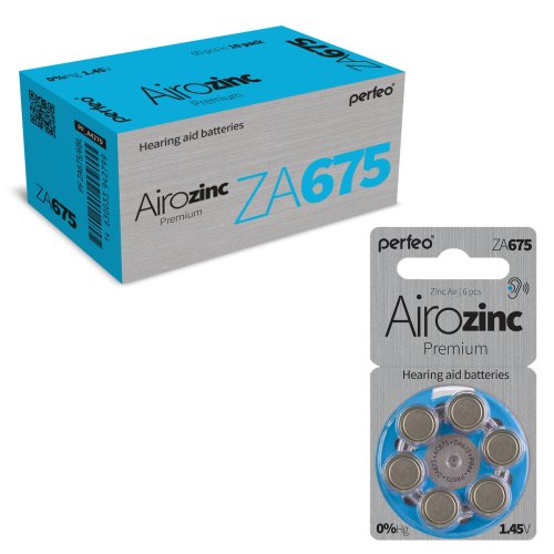 БАТАРЕЙКА  ZA675 <PERFEO> (PR44/AC675/DA675/V675A)  Zinc-Air (воздушно-цинковая) Premium, Для слуховых аппаратов, Цена за 1шт. (BL-6) фото 2
