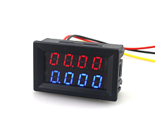Вольтметр- амперметр цифр. встраив. I=0- 50A, Uизм=0-100V;(±1%), 4-хразрядн; 2 ряда цифр (красно-синие)+провода -в компл.),  (необходим шунт ! )
