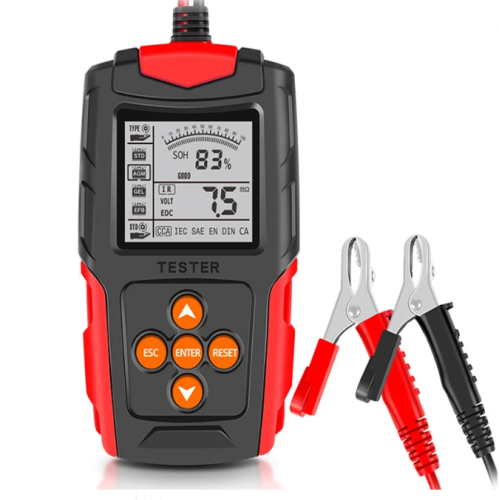 Тестер-анализатор аккумулятора автомобиля 12V/24V FBT-200, FOXSUR BATTERY TESTER, с ЖК-дисплеем: 2,7" , L проводов с "крокодилами"=65см, Испытания акк