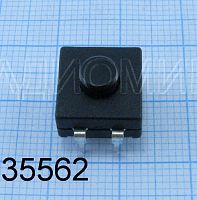 Кнопка квадратная для фонарика, 3pin, OFF-ON-ON с невидимой фиксацией, AC 220/250V 0.5A, под пайку, 12x12x6,5мм, нормально разомкнут, корпус: черный (