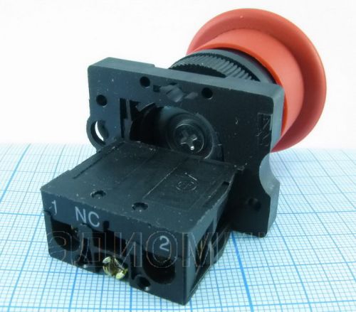 Кнопка круглая, ON-(OFF) без фиксации, AC 220/250V 3.0A, 40x30мм, d:40мм, нормально замкнут, IP40, корпус: красный (XA2, 3SA5, BC42, ZB2-BE102) фото 3