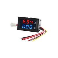 Вольтметр- амперметр цифр. встраив. I=0-10A, Uизм=0-100V ( ±1% ); (3-х разрядн- 2 ряда, с резистивным шунтом; Uпит=4,5-30V;  (красные; синие; выс=7,2м