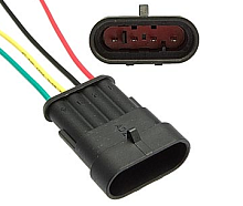 Разъем герметичный 4-х контактный (4PIN) (IP67) (гнездо) с проводами (зелен/красн/син/желт) сеч.0.75мм*(18AWG 200мм) серия:1.5 (DJ7041-1.5-11)