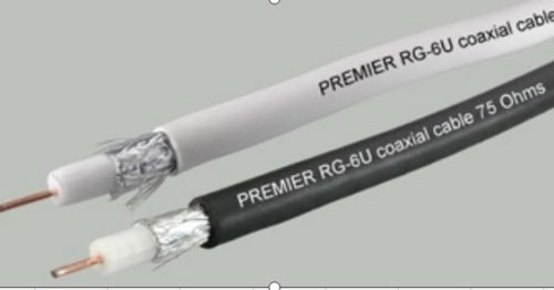 КАБЕЛЬ АНТЕННЫЙ БЕЛЫЙ ВНУТРЕННИЙ RG6U BC WT d=6,8мм Коаксиальн. (Центр.моно-жила Медь-0,94мм,экран(фольга)+ Алюмин.оплётка- 25жил*0,08) красная полоса