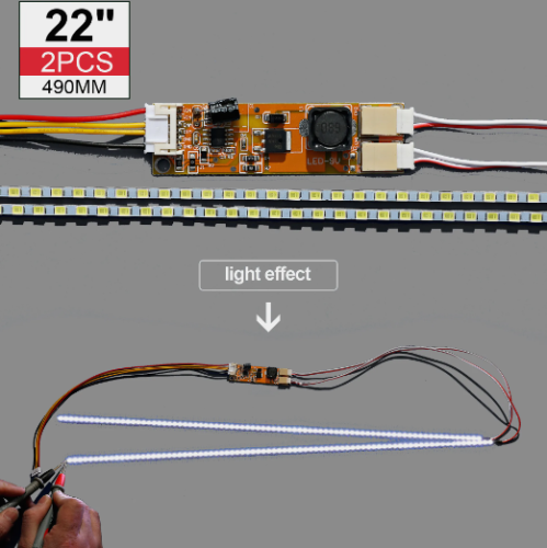 Комплект подсветки LCD и LED ТВ и мониторов 22-24" (длина лент 490мм) DC10-30V в комплекте 2 светодиодных ленты (smd) и плата управления/коммутации