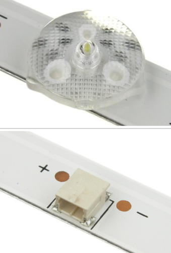 Светодиодная планка для подсветки ЖК панелей 43" 3V (7линз) JL.D43071330-002FS-M (800 мм, 7 линз) U-питания св/д=3V фото 2