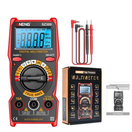 Мультиметр   SZ309 ANENG компактный 1999 отсчетов Udc=200mV-600V/Uac=200mV-600V/ Idc=200µA-10A/ Udc=200µA-10A/ R=200Ω-20MΩ/ C=2nF-2mF/ F: 2Hz-2MHz; зв