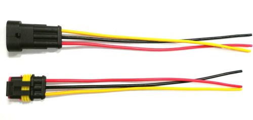 Разъем герметичный 3-х контактный (3PIN) (IP67) AMP КОМПЛЕКТ(штекер+гнездо) с проводами(красн/черн/желт) сеч.0.75мм*(18AWG 200мм) серия:1.5 (DJ7031-1. фото 6