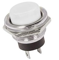 Кнопка круглая, 2pin, OFF-(ON) без фиксации, AC 220/250V 1.0A, нормально разомкнут, толкатель: белый, корпус: стальной (D-306, DS-212, PBS-26B)