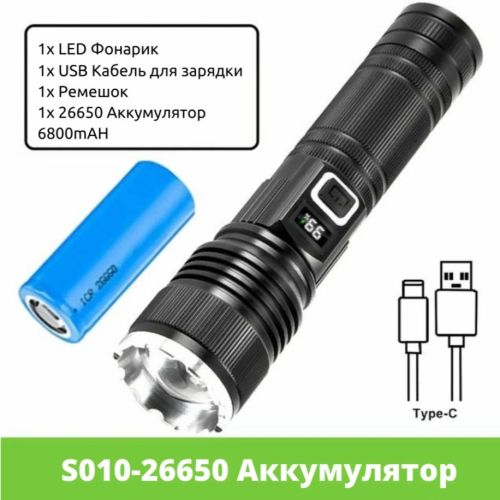 Фонарь св/диодный S010-PM10-TG светодиод TG; LED-дисплей; алюм. корпус; 5 реж свечения; ZOOM; Вес фонаря: 270гр  LIGHTESS фото 2