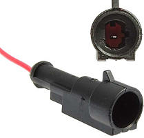 Разъем герметичный 1-х контактный (1PIN) (IP67) AMP (штекер) с проводами (черн) сеч.0.75мм*(18AWG 150-200mm ) серия:1.5 (DJ7011-2) Разъем герметичный 
