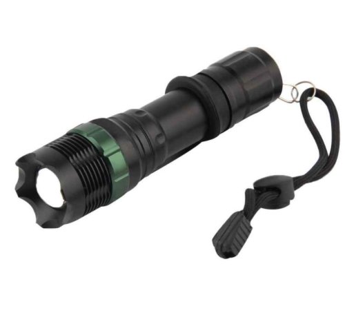 Фонарь св/диодный  CREE XM-L T6 LED; ZOOM; металл. корпус; 3 реж.свечения (обычный, яркий, стробоскоп); пит: 3* ААА или Li-ion аккум.18650, 3.7V (в ко