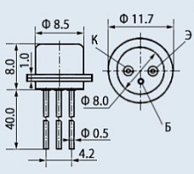 Транзистор МП25А 150mW; Ucb: 40V; Uce: -; Ueb: 40V; Ic: 400mA; Tj: 75°C; Ft: 200KHz; Cc: -; Hfe: 20/40 P-N-P