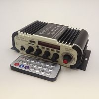 Усилитель звука   Kentiger HY-V11 стерео   2 х15W    (FM - 87.5-108 мГц; USB, TF, bluetooth, пульт)   Выход: RMS; Вход AUX IN - 2*RCA  / 3.5мм  / 6.3м