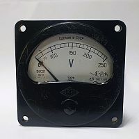 Вольтметр Щитовой Э8021 AC 0-250V Стрелочный электромагнитный (Класс точности 2,5) (80 х 80 х 71мм ), 1972 г.в. - СССР (0-75-100-150-200-250) Без пасп