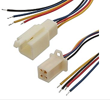 Разъем Межплатный кабель питания 4PIN КОМПЛЕКТ 24AWG=0,2мм2 провода 2х300мм (штыревая +гнездовая часть) с фиксац. с проводами (Син/Желт/ Красн/Черн) (