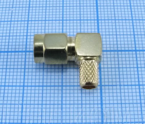 Разъем SMA-LC58P штекер GOLD под RG-58 обжимной прям. угол фото 2 Разъем SMA-LC58P штекер GOLD под RG-58 обжимной прям. угол фото 2