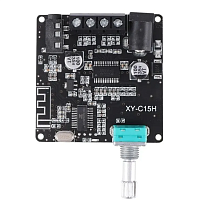 МОДУЛЬ: Аудио Усилитель Цифр c Bluetooth 5,0 +вход AUX  XY-C15H  2-канальн.(20W+20W) на м/сх AP3016D Uпит=9-24V/2A; с регулятором