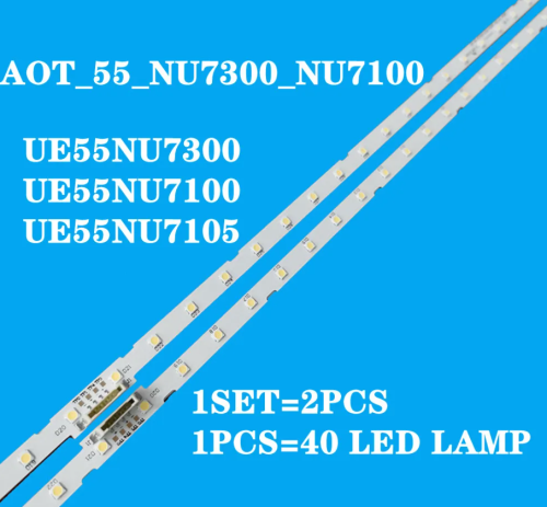 Светодиодная планка для подсветки 55" 6V (40LED) (2x40LED) AOT-55-NU7100-2X40-3030C (комплект 2 планки по 597мм, 40 с/диодов) BN96-46033A, BN96-45913A фото 3