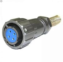 РАЗЪЕМ FQ18-4PIN TK-8, Кабельная розетка, 4 контакта, пружиный хвостовик под кабель 8мм