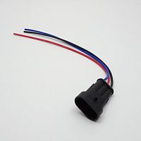 Разъем герметичный 3-х контактный (3PIN) (IP67) (ГНЕЗДО) с проводами(черный/красный/синий) сеч.0.75мм*(18AWG  200мм) серия:1.5