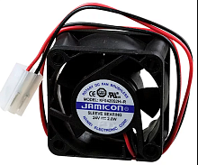 Вентилятор компьютерный DC12V, 40x40x20мм, 7500об/мин., подш. скольжения, разъем: фишка-2pin, 2pin, 0.1A 1.6W Jamicon KF0420S1H (KF0420S1H-R)