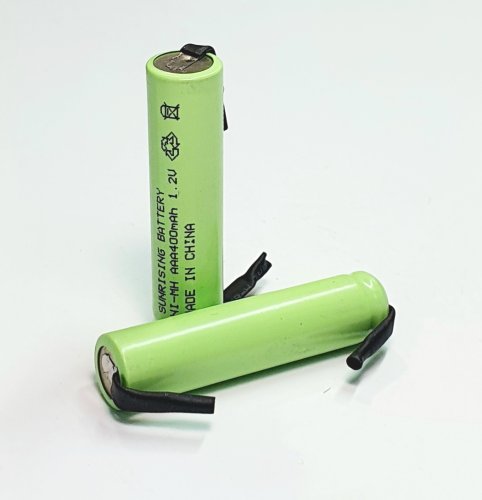 АККУМУЛЯТОР    1,2V    400(300)mAh  Ni-Cd  (R03)(AAA)  ( 10,5*42mm )   (02750)   SUNRISING            (технология ) с лепестками (выводы под пайку)   