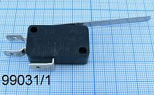 Микропереключатель с пластиной 50мм, 3pin, ON-(ON) без фиксации, AC 220/250V 16A, под клеммы 6.3мм, 28x10x16мм, корпус: черный (KW7-03-4, SC799 (519),