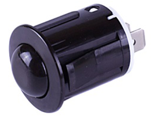 Кнопка розжига 2PIN без фиксации; ЧЕРНАЯ; "ПКн502-1" Россия (аналог ПКН-13); 1-2конт-OFF-(ON), 0,05A 250V; материал: пластик; (d=23мм, h=26мм) 