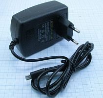 Блок питания импульсный, 5V, 2.5A, 12.5W, штекер: microUSB (5pin), В розетку, IP33, вх: 100-265V, пластик для Raspberry "AP-304"